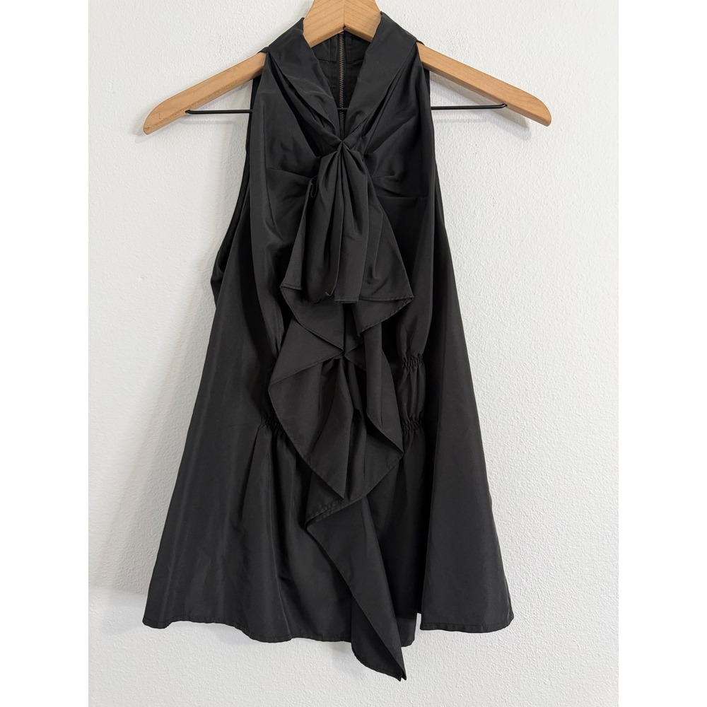 5|48 - Black High Neck Ruffle Blouse Women's‎ Size M